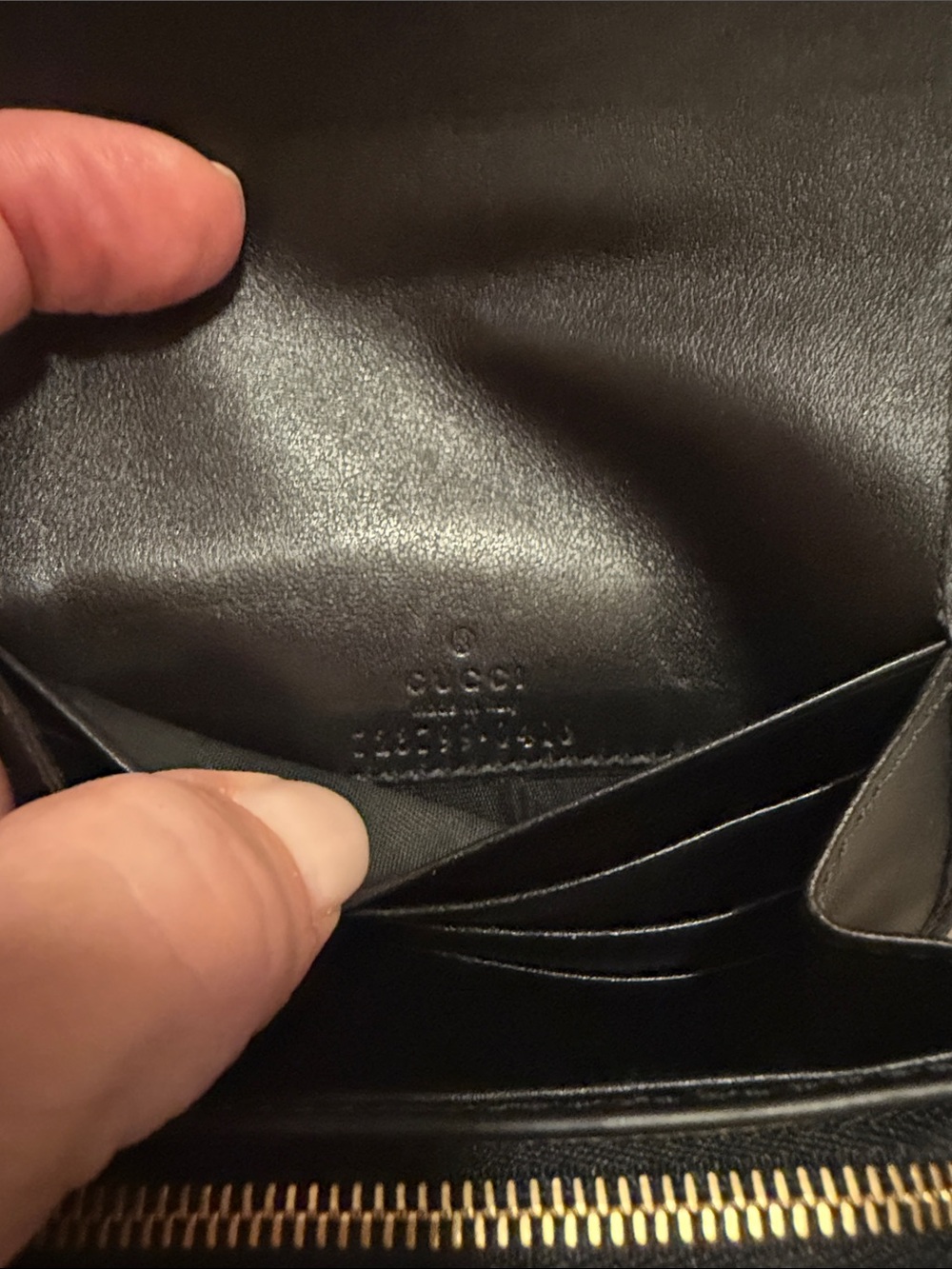 EUC Gucci Black Quilted Gold GG Leather Wallet with dusty and Box - Picture 4 of 6